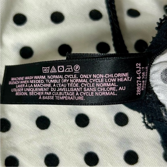 Victoria’s Secret Babydoll Nightie Medium Off-White & Black Polka Dot Lace Trim - Picture 10 of 12